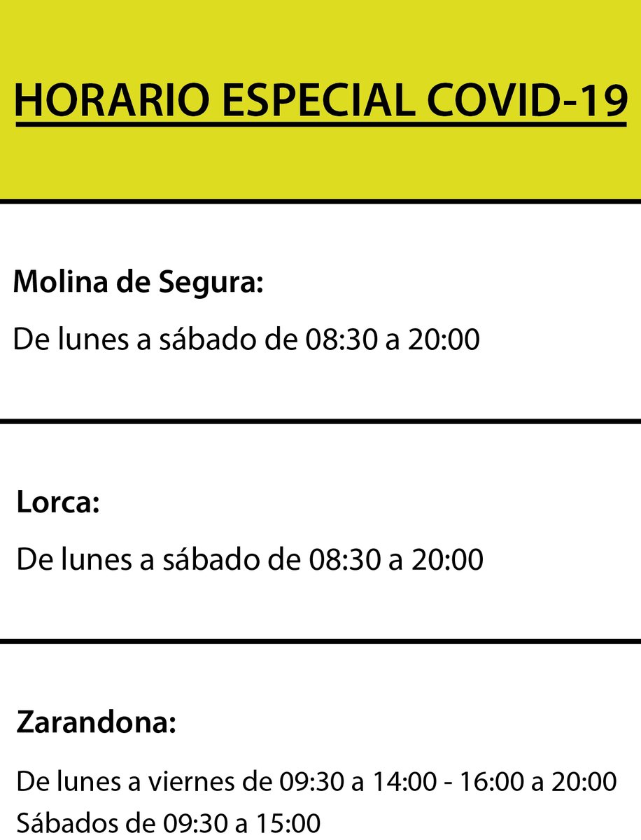 🆕NUEVO HORARIO ESPECIAL COVID🆕

Gracias y ánimo para todos 💪.