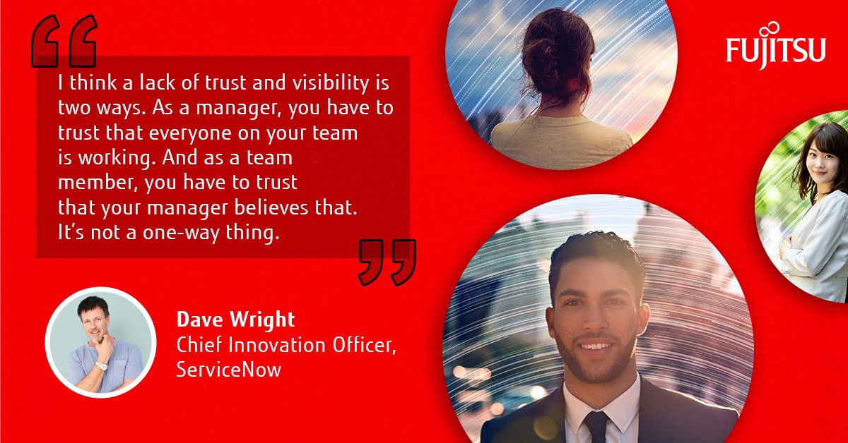 Fujitsu_Global's tweet photo. If a lack of trust is detrimental to the #EX, how do employers ensure it exists through remote working? In our new #DearDirector podcast, @TheWrightView of @ServiceNow unpacks what employers can do to create visibility and accurately measure work: https://t.co/MEjCi9uqXG https://t.co/C8RFs947DS