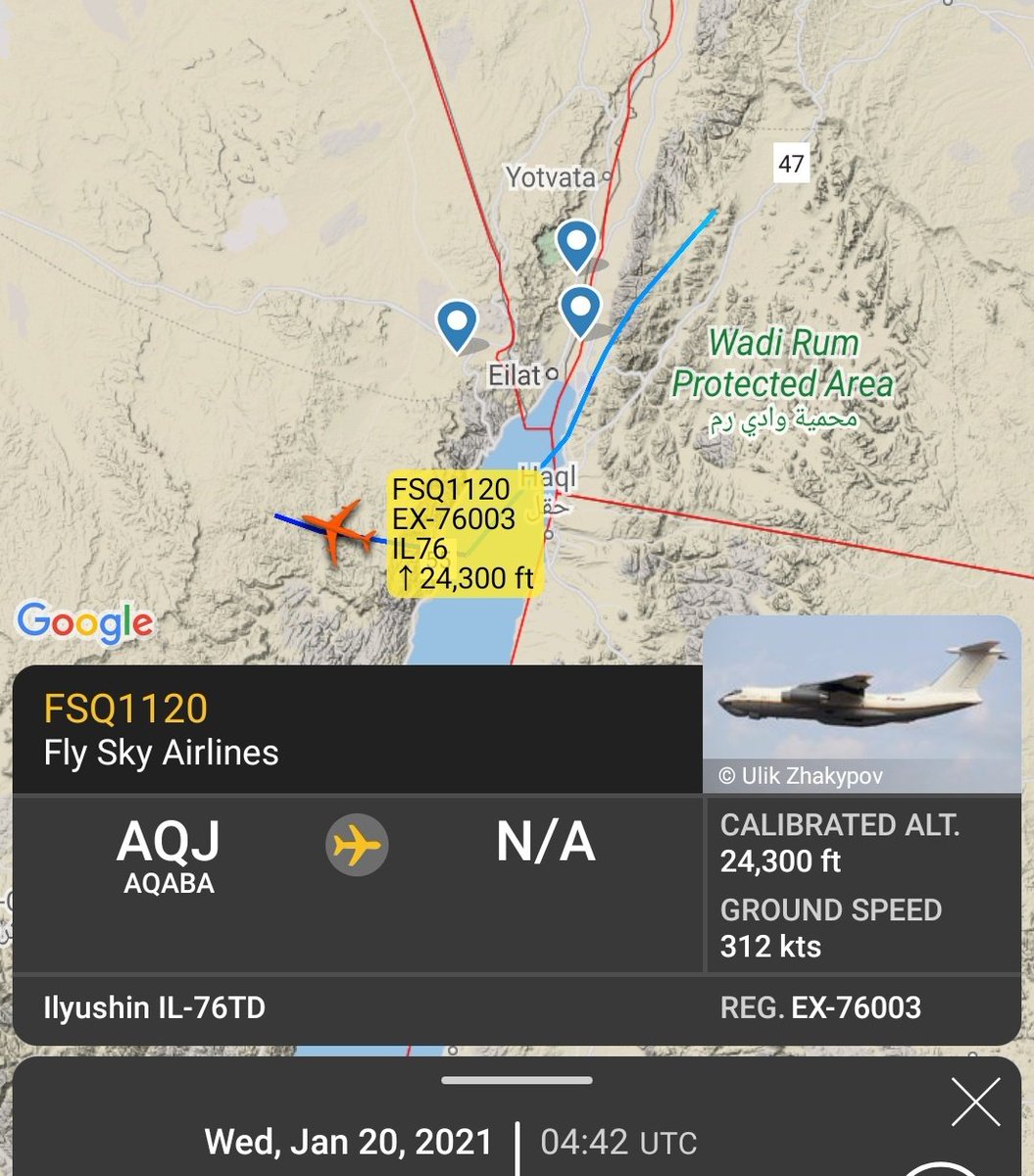 Gerjon_'s tweet photo. *4th* day in a row, a 🇦🇪UAE-based "Fly Sky Airlines" Il-76 flew UAE - Aqaba - NW 🇪🇬#Egypt/🇸🇾#Libya, likely Sidi Barrani Air Base.

(Based on UTC arrival time) 
20 Jan 🇰🇬EX-76003 #FSQ1119
19 Jan 🇺🇦UR-FSE #FSU4812
18 Jan 🇰🇬EX-76003 #FSQ1119
17 Jan 🇰🇬EX-76003 #FSQ1119 https://t.co/35qXEnMqdP