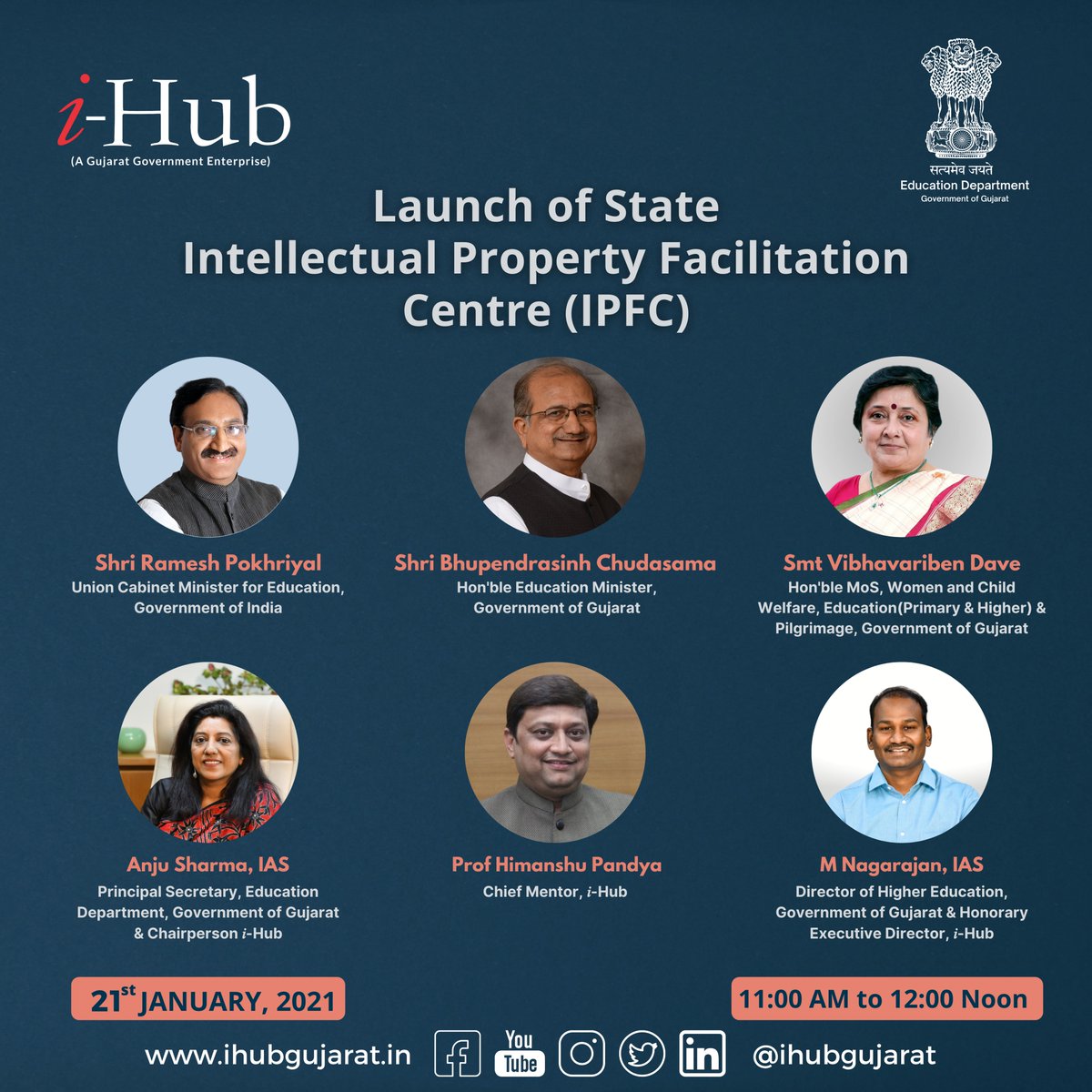 ihubgujarat's tweet photo. 𝒊-𝑯𝒖𝒃 invites you for the launch of State Intellectual Property Facilitation Centre on January 21,2021 at 11.00 AM

You can also join us on FB live:
https://t.co/i2X5QL5iyL

#iHubGujarat #Entrepreneur #IPFacilitationCentre #IP #intellectualproperty #IPRegistration https://t.co/qfY2jDt5W0