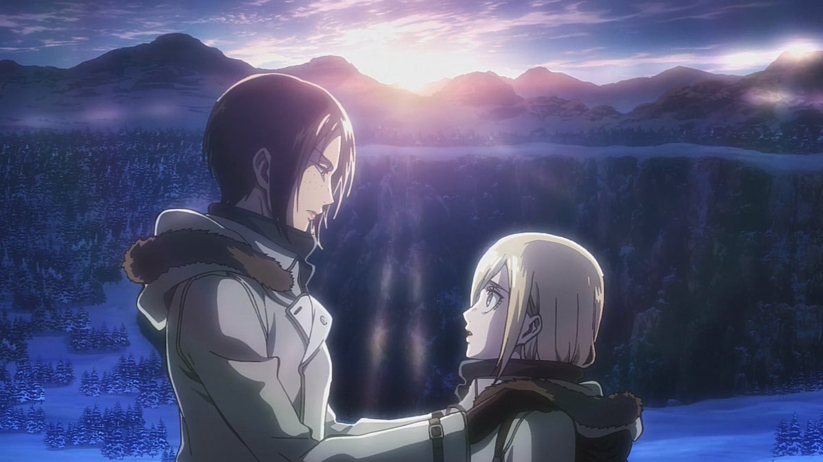 Special mention to Ymir and Historia from Attack on Titan!iirc they're canon? I was debating mentioning AoT but it's more of a shounen show with a wlw couple in it than a show you'd watch solely for yuri Nevertheless, this couple is iconic 