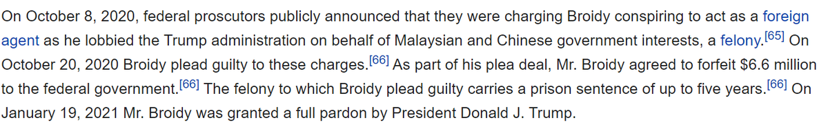 This guy lobbied Trump's justice department on behalf of the Chinese and Malaysian governments. Very cool.