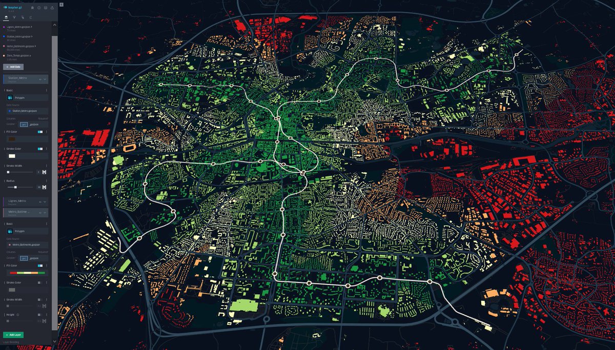🚈⏱Représenter l'accessibilité (à pied) des rennais au métro à l’échelle des bâtiments (chaine de traitements 100% libre)

>Données en #opendata (<a href="/keolisrennes/">Keolis Rennes</a>  et  <a href="/IGNFrance/">IGN France</a>  BD TOPO v3)
><a href="/ors_news/">openrouteservice.org (ORS)</a> pour les isochrones
><a href="/qgis/">QGIS</a> pour l'analyse et #keplerGL pour le rendu