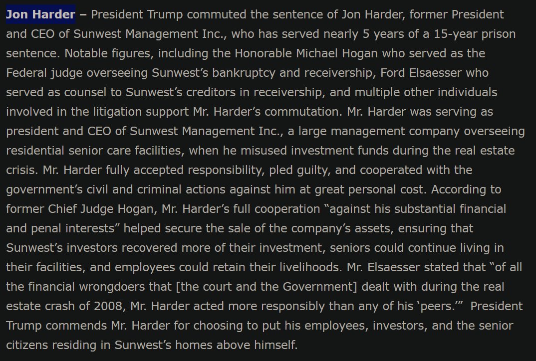 Jon Harder defrauded people all across the country who were preparing for retirement, essentially stealing well over 100 million from them. “I cannot retire...I’m turning 66. I don’t know how we’re going to survive. Jon has destroyed my family.” https://www.statesmanjournal.com/story/news/2015/11/18/former-sunwest-ceo-jon-harder-sentenced-15-years/75954798/