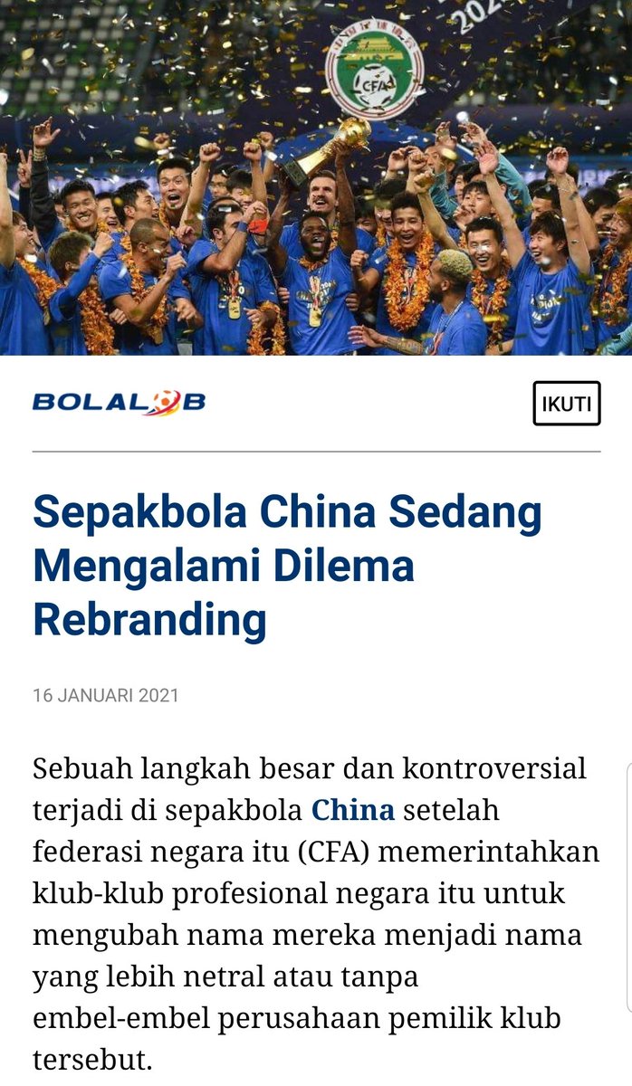 MafiaWasit's tweet photo. Bisalah PSSi meniru langkah ini, memaksa klub anggota untuk rebranding dengan menghilangkan kata Per-peran.. dan lebih menonjolkan branding kotanya kayak BELI UNITED, PATI SEGO GANDUL (PSG) dll.. https://t.co/joIdYc288p