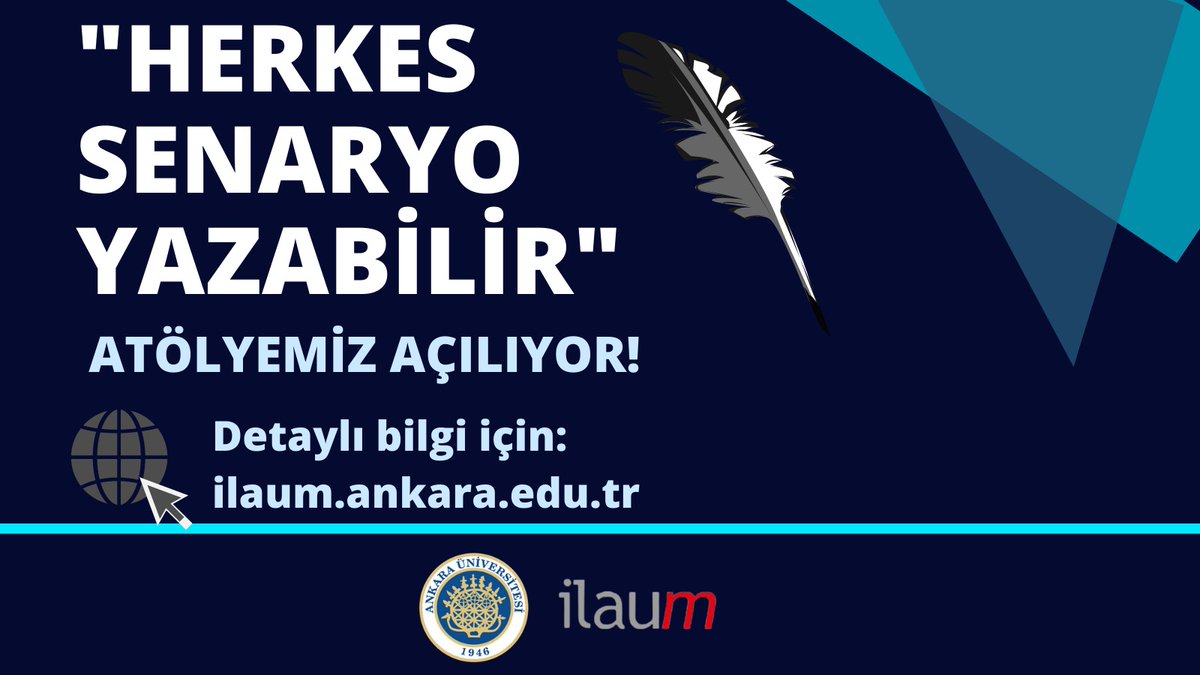📢 "Herkes Senaryo Yazabilir" atölyemiz açılıyor! 
📩 Detaylı bilgiler, ilaum.ankara.edu.tr 'de. 

#senaryo #yazarlık #yazar #film #atölye #eğitim #sertfika #ilaum #iletişim