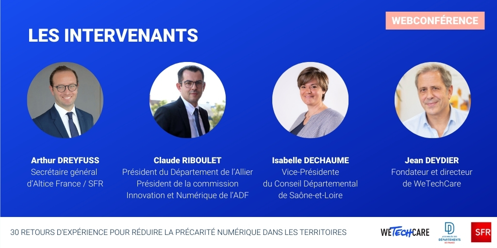 WeTechCareORG's tweet photo. Rendez-vous dans 30 minutes pour la webconférence "30 retours d'expérience pour réduire la précarité numérique dans les territoires" !
Lien du direct 👉 https://t.co/AhvAzn8u6y
#CollTerr #InclusionNumérique https://t.co/aby4VTeYtn