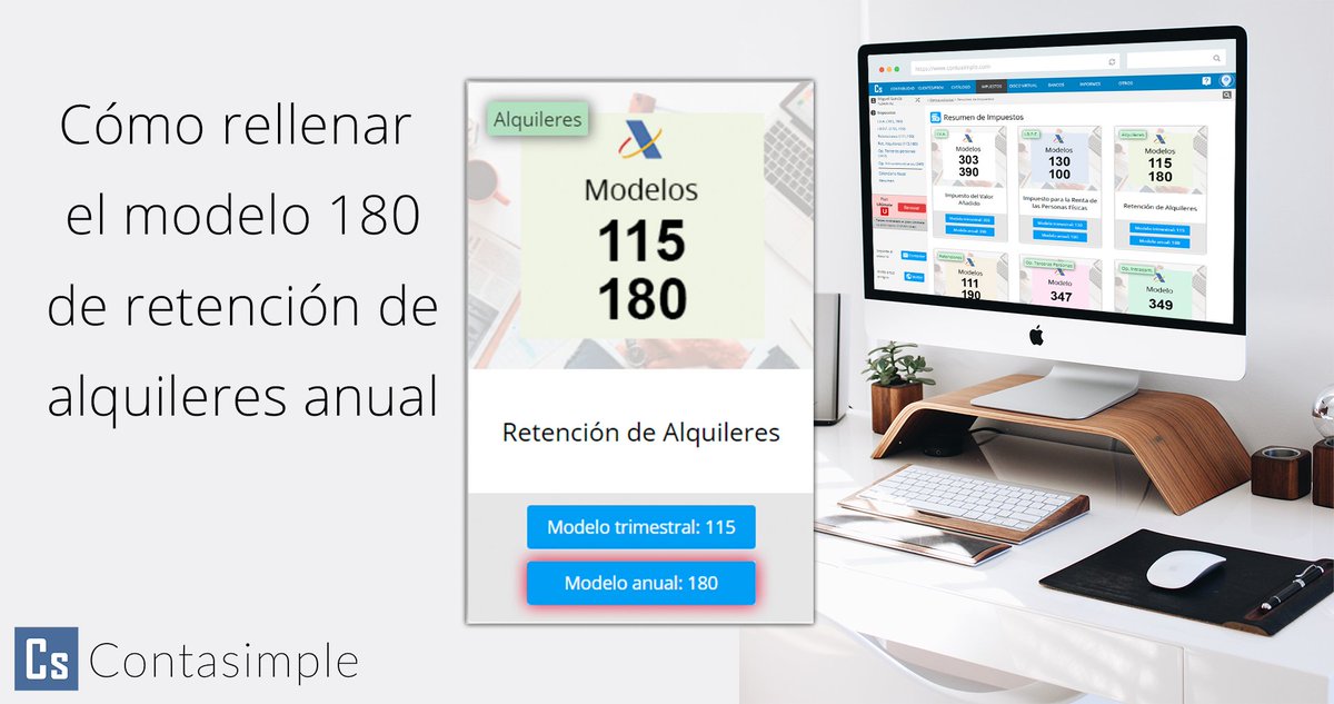 contasimple's tweet photo. Cómo rellenar el #modelo180 de #retención de #alquileres anual de 2020. Recuerda que tienes hasta el 1 de febrero para presentarlo:
https://t.co/I3HJ9G03MF https://t.co/TSO6t7Sfbu