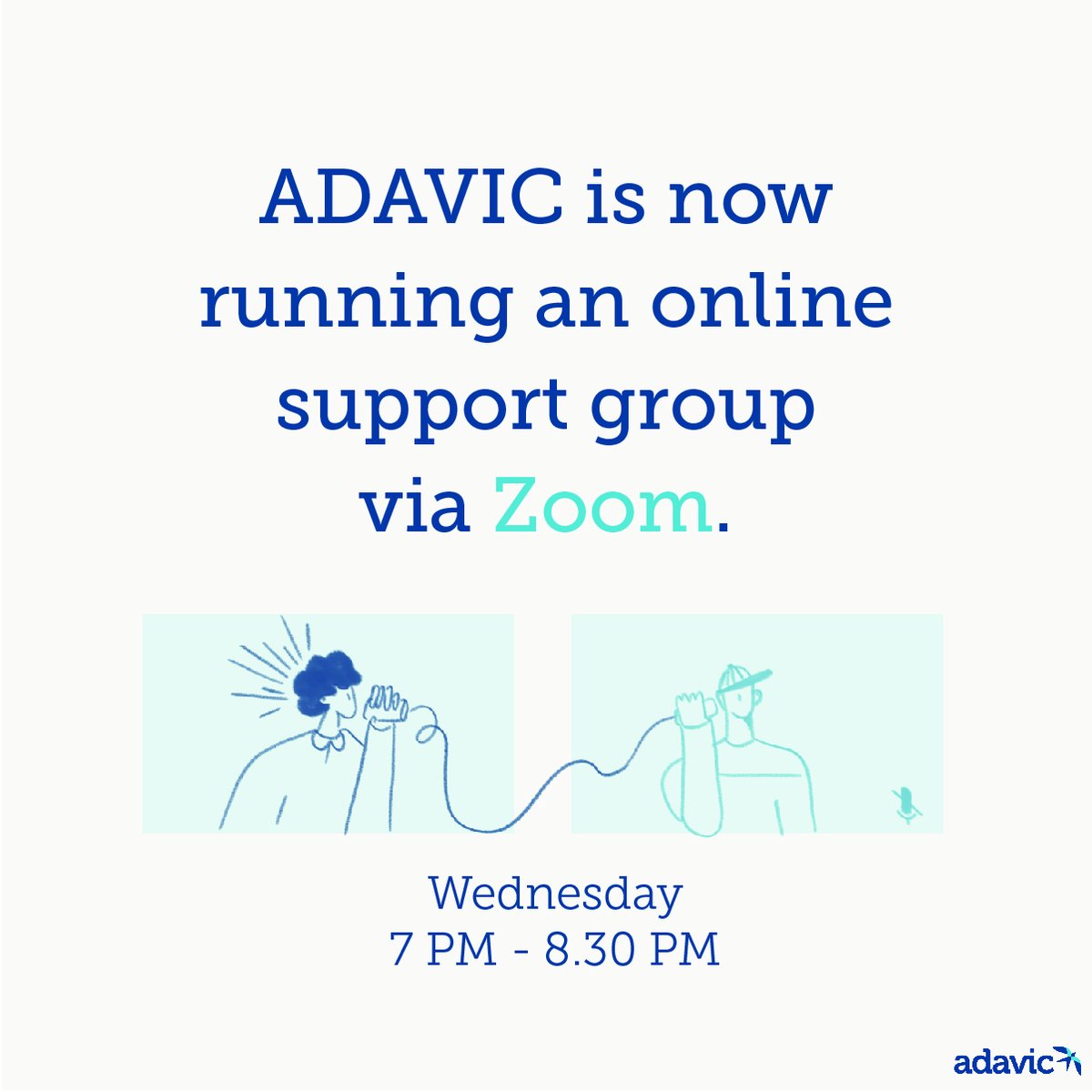 ADAVIC runs weekly Anxiety and Depression Support Groups on Wednesday evenings
Meeting time: 7pm to 8.30pm 
Cost: $3
Capacity: 11 individuals only
Bookings:  trybooking.com/events/landing…
If you require further information email us at adavic@adavic.org.au

#Anxiety #anxietysupportgroup