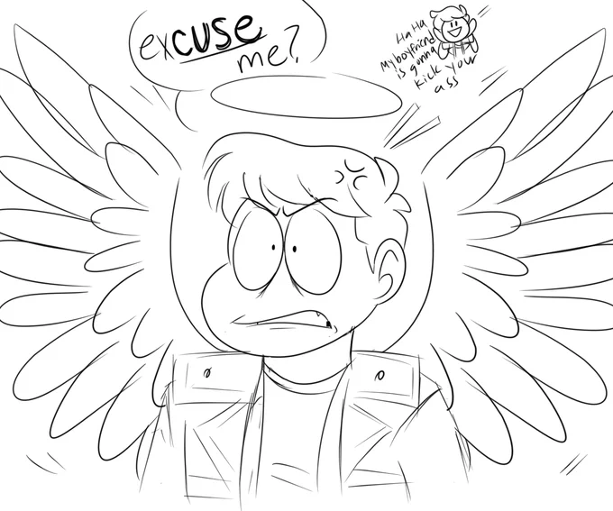 big poofy wings when hes angry!! #spn #midam #adamichael 