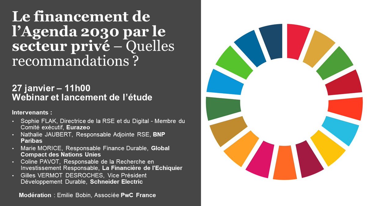 JBP_HM's tweet photo. Nouvelle vision de la performance &amp; Agenda 2030 : Comment les acteurs du secteur privé contribuent-ils au financement des ODDs ? Et surtout, comment aller plus loin ?

👉 Rejoignez-nous le 27 janvier prochain pour en parler: https://t.co/2wnErdOZbR https://t.co/ZlM9djg6mr
