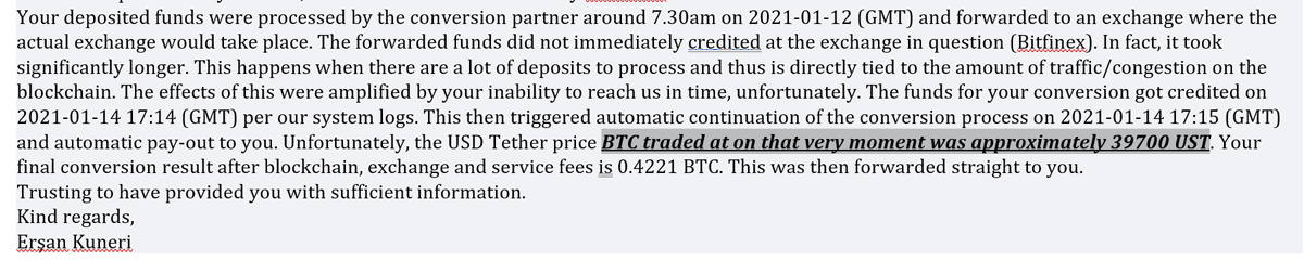 chemille01lucey's tweet photo. @ErsanKuneri  why would you risk your reputation by quoting an exchange price of 37900 which was the price at @bitfinex at date/time but @coinpayments pay me at conversion rate of 40 709.  0.4221 minus fees = 0.419 paid so who is defrauding members https://t.co/zbx62ncagd