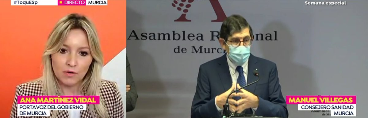 EspejoPublico's tweet photo. 🔴DIRECTO| Ana Martínez Vidal, portavoz del Gobierno de Murcia, pide la dimisión del consejero de Sanidad de la Región tras ponerse la vacuna contra el covid sin seguir el protocolo
#ToquESp
▶https://t.co/Ahwoln6S4m https://t.co/OtJrnjmjIE