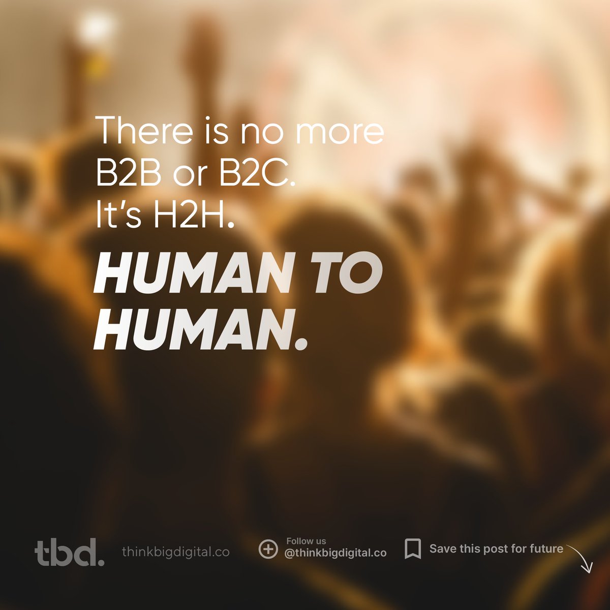 ThinkBigDigitl's tweet photo. #H2Hmarketing, or human-to-human marketing, represents the concept that behind every business, consumer, non-profit, or government body, there is a living, breathing human being who is making decisions about your company.

#digitalmarketingservices #businessadvice https://t.co/ZmnIMBe75e