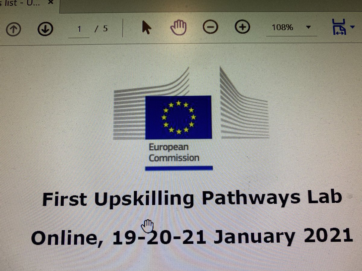 Delighted to be attending the First Upskilling Pathways(UP) Lab Virtual event ⁦@EU_Social⁩ #UPskillEU #UpskillingPathways. #DigitalSkills