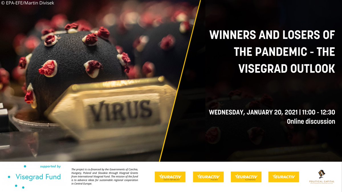 The #webinar “Winners and losers of the pandemic – the Visegrad outlook”, co-organized with @euractivsk, @EuractivCZ and @Pol_Cap, starts in an hour❗ Join us for the discussion.  

Broadcast online on Facebook: fb.me/e/KylUQzWJ 

#visegradcountries #V4 @GrupaV4