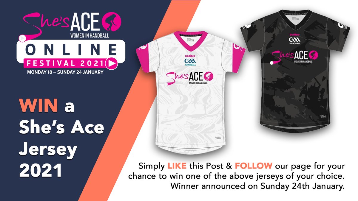 𝗖𝗼𝗺𝗽𝗲𝘁𝗶𝘁𝗶𝗼𝗻 𝗧𝗶𝗺𝗲! 🎁

Simply 𝙇𝙞𝙠𝙚 𝙩𝙝𝙞𝙨 𝙋𝙤𝙨𝙩 &amp; 𝙇𝙞𝙠𝙚 𝙤𝙪𝙧 𝙋𝙖𝙜𝙚 to enter a free raffle for a new 2021 She's Ace Jersey of your choice!

#ShesAce21 #GAAHandball