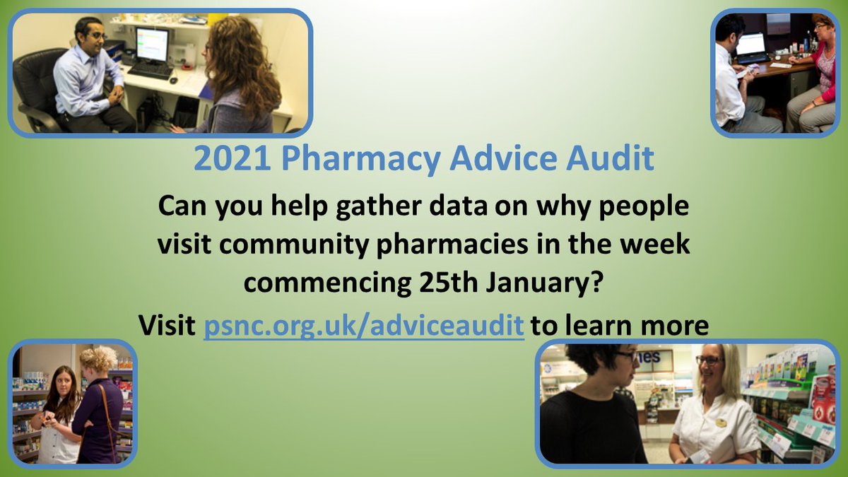 Why do people come to your community pharmacy? Help us gather data on the reasons behind their visits in w/c 25th January psnc.org.uk/adviceaudit #psncaudit
