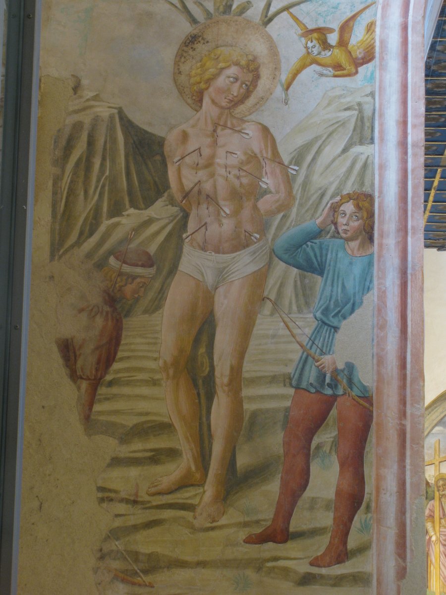 #SanSebastiano è invocato come patrono delle Confraternite di Misericordia, poiché si rileva in lui l'aspetto del soccorritore in favore dei martirizzati, dei sofferenti. Le frecce del martirio ne hanno fatto il patrono degli arcieri e balestrieri #20gennaio 
#Montefalco❤️