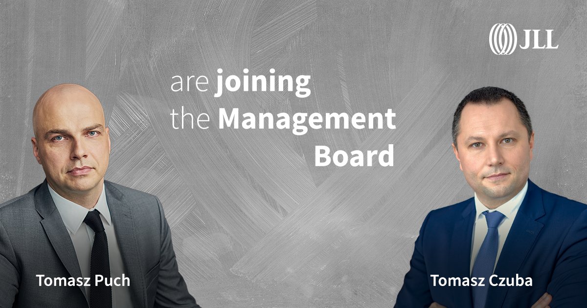#JLLPoland has appointed Tomasz Puch and Tomasz Czuba to the Management Board. Tomasz Puch will also take on the role of Head of Capital Markets in Poland, while Tomasz Czuba will be heading the Office Agency and Tenant Representation team. Congratulations!