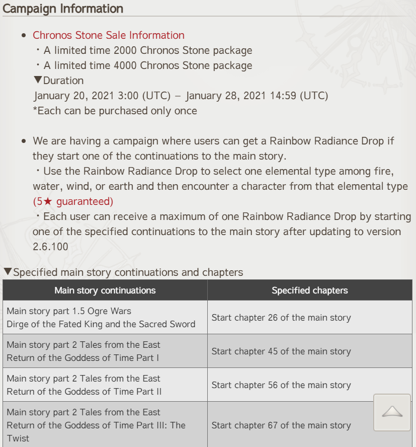 AnotherEdenRPG's tweet photo. Celebration campaign for the Another Eden 2 Part III: The Twist release!
Users encounter a 5★ character of their desired element when starting one of the continuations to the main story!
▼Lasts until March 20, 2021 14:59(UTC) after updating to Ver. 2.6.100
#AnotherEden2PartIII https://t.co/zKjHcOZ4Iw