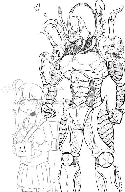 #このタグを見た人は推しの初描きと現在の絵を載せる 
(なんでグリラスワームとセットなのか思い出せない顔→?) 