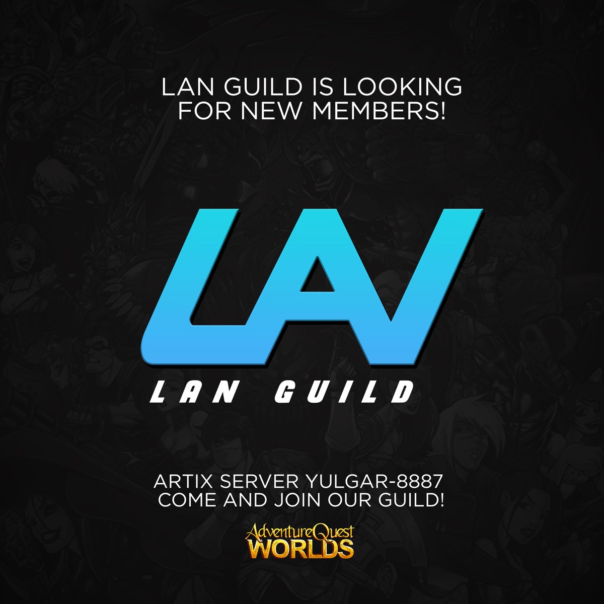 AQWLAN's tweet photo. Lan Guild is looking for New Members!
Join Yulgar-8887 Artix Server
See you there!
Battle on!!! 😎

@AqwAyanne 
@ArtixKrieger 
@Alina_AE 
@AQ_Team https://t.co/dseMaJLKMG