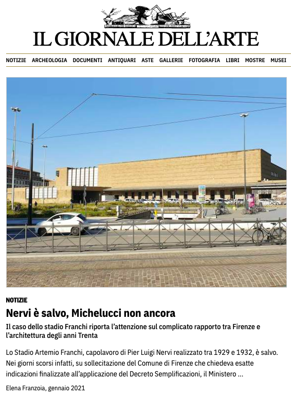"Nervi è salvo, #michelucci non ancora"
Grazie ad <a href="/ElenaFranzoia/">Elena Franzoia</a> che per il Il Giornale dell'Arte ha raccolto una serie di testimonianze sul complicato rapporto tra Firenze e l'architettura degli anni Trenta.
>>> ilgiornaledellarte.com/articoli/nervi…