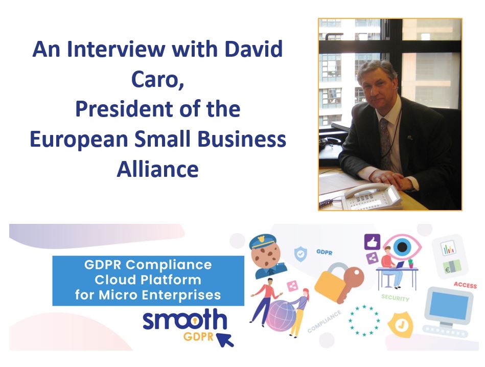 We interviewed David Caro, president of <a href="/ESBA_Europe/">ESBA - European Small Business Alliance</a>, about the way our tools are helping #SmallBusinesses with #GDPR: smoothplatform.eu/an-interview-w…

For more insights, register for our final event tomorrow at 09.30 CET: register.gotowebinar.com/register/82765…

Full program: smoothplatform.eu/wp-content/upl…