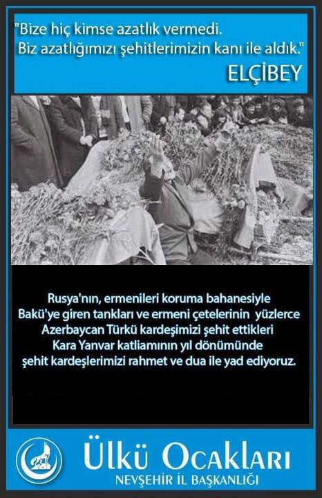 aliimir5050's tweet photo. Rusya'nın, ermenileri koruma bahanesiyle Bakü'ye giren tankları ve ermeni çetelerinin  yüzlerce Azerbaycan Türkü kardeşimizi şehit ettikleri Kara Yanvar katliamının yıl dönümünde şehit kardeşlerimizi rahmet ve dua ile yad ediyoruz. https://t.co/hU7QdsbAhy https://t.co/4scNZaIvCb