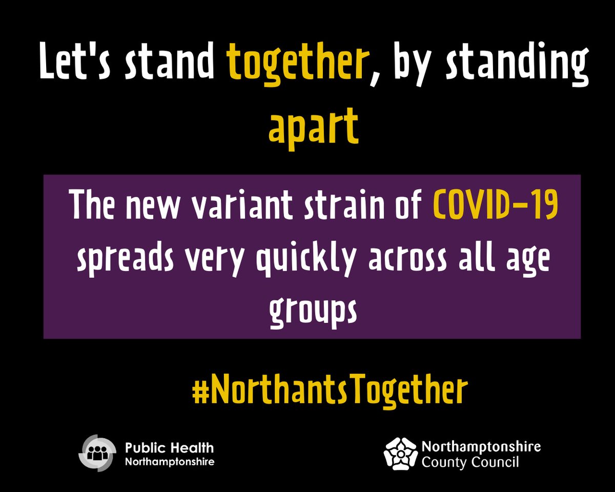 The new variant of coronavirus is spreading fast. We all need to play our part and stop the spread. For more information, visit: bit.ly/3mXCFyk

#NorthantsTogether