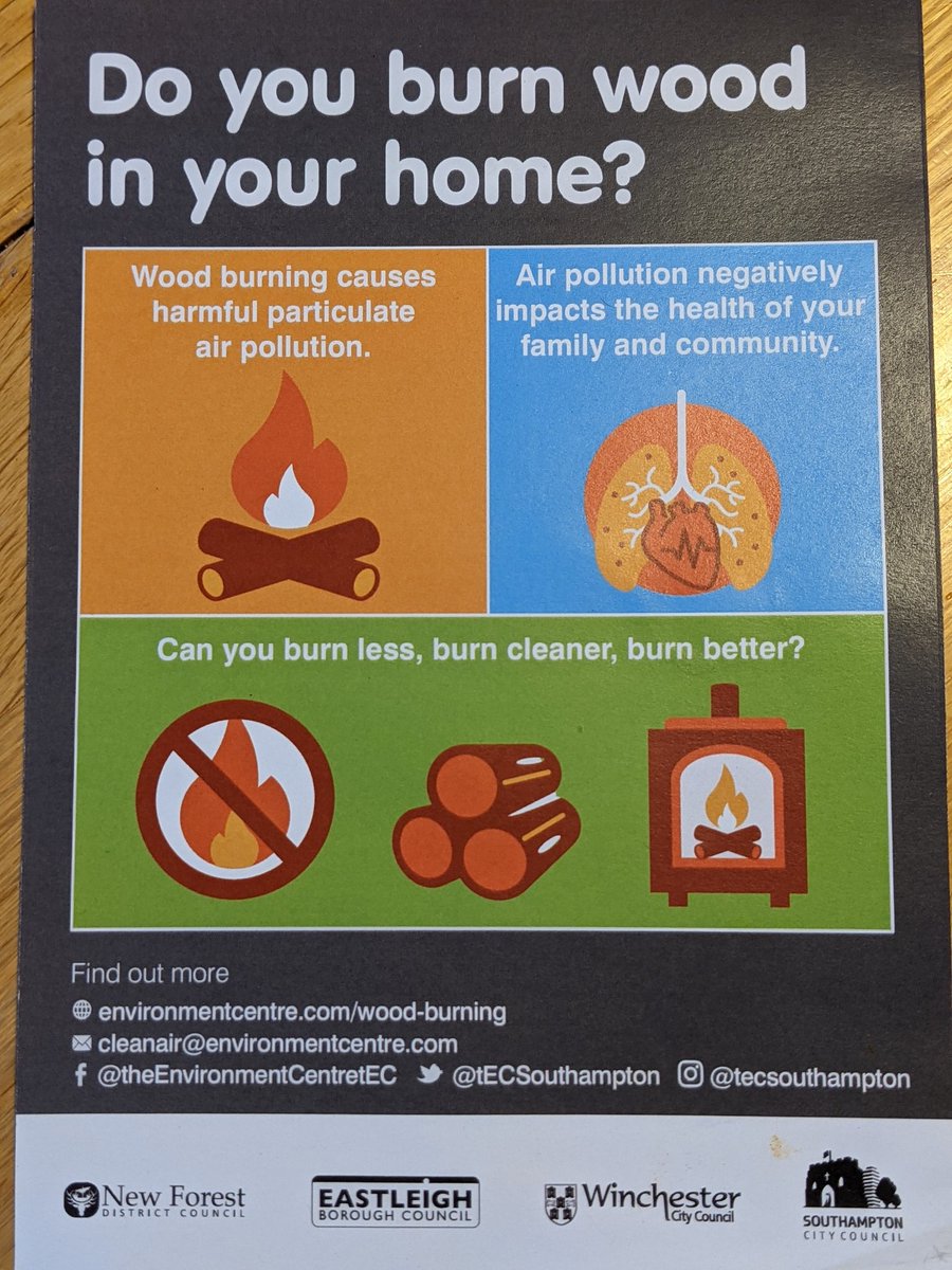 HazelAgombar's tweet photo. Do you burn wood in your home?

This flyer dropped through my letterbox.  Many local authorities ignore the air pollution caused by domestic #woodburning 

Thanks to @WinchesterCity @SouthamptonCC @EastleighBC @newforestdc for starting to raise awareness

 #COPD #cancer #COVID19 https://t.co/GajEnxauIz