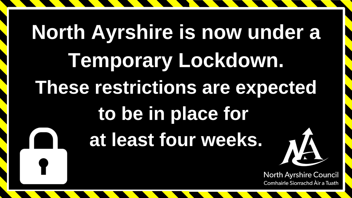 North_Ayrshire's tweet image. Following yesterday's announcement from the First Minister, we can confirm that North Ayrshire will remain in lockdown until mid-February.

It is vital that we all act responsibly, and within both the spirit and letter of the lockdown guidance.