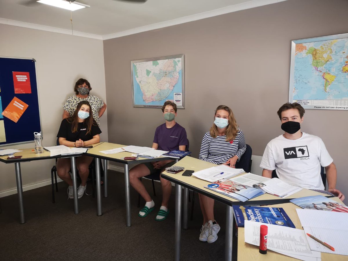 Safe secure and comfortable! Leaders in #englishcourses in #capetownsouthafrica ! Masks on and courses continuing! Welcome all #students #wearamask