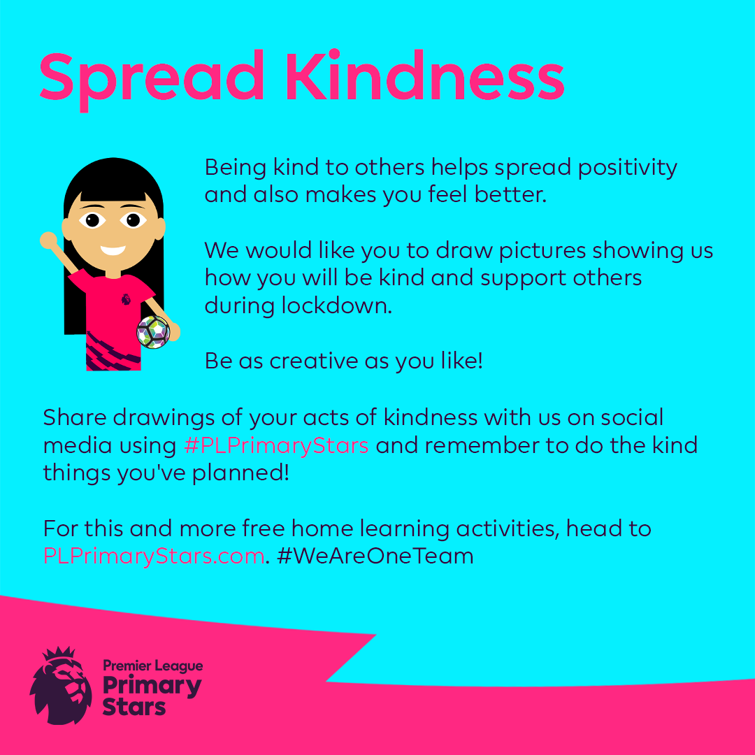 🤩 It's time for the next <a href="/PLCommunities/">Premier League Communities</a> challenge!

🎨 Can you draw a picture showing us how you will be kind and support others during lockdown?

Don't forget to share your drawings with us using #PLPrimaryStars.

#WeAreOneTeam #BFCitC