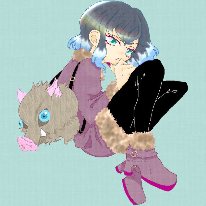 松島 結城さんがTwitterに投稿した嘴平伊之助(鬼滅の刃)のイラスト。