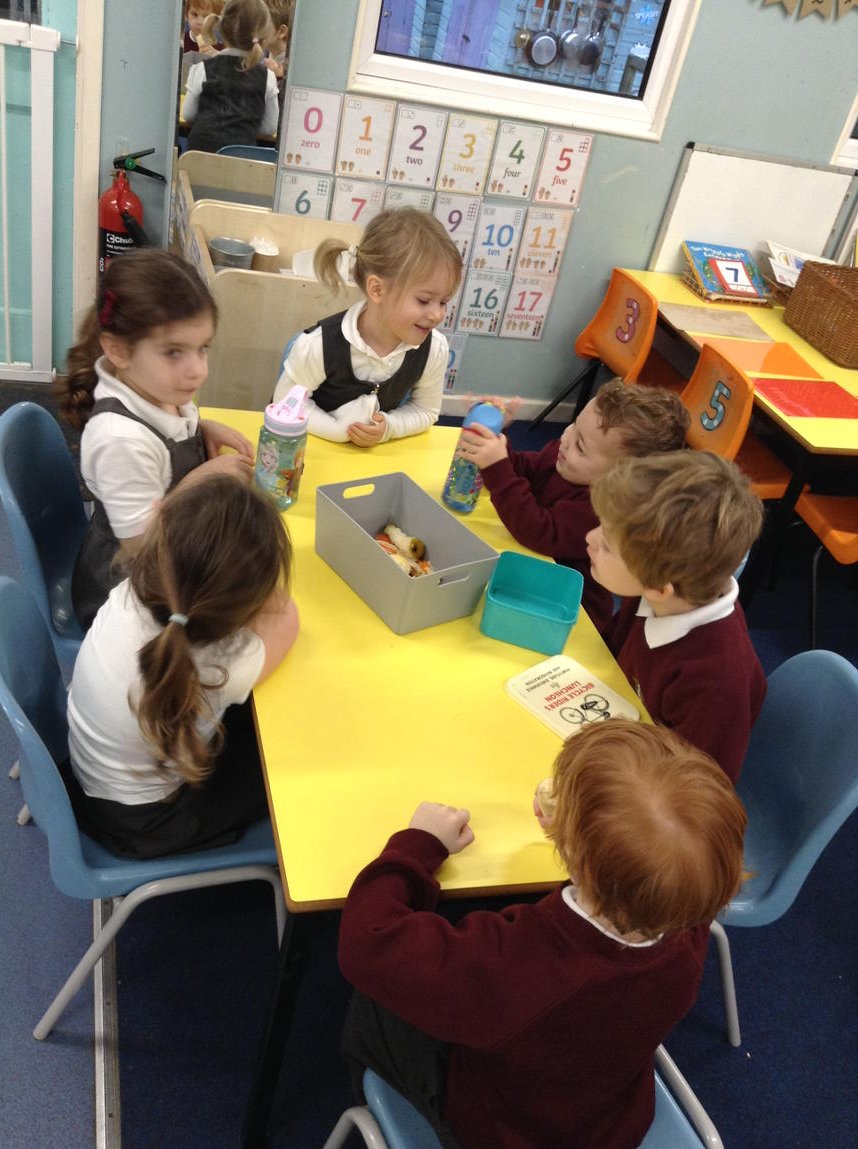 Enjoying snack time with some friends we've missed.