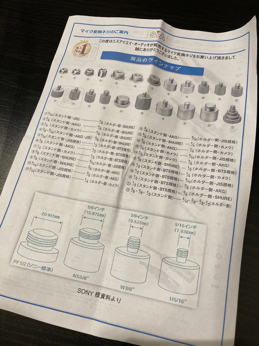 c3project's tweet image. 成田音家で買ったマイクについてた音屋さんに大変ナイスで便利な一覧表😆👍