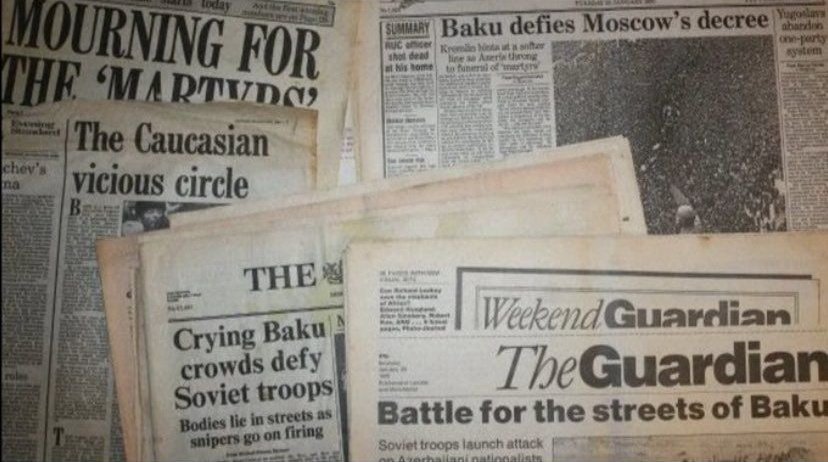 bahruz8888's tweet photo. The Guardian notes on 22 January that residents have been gathering in front of the headquarters of the Communist Party in #Baku for three nights, demanding the resignation of the leadership and the withdrawal of the Soviet army from the country 
#BlackJanuary 
#20January1990 https://t.co/n2o1i2Dv8a