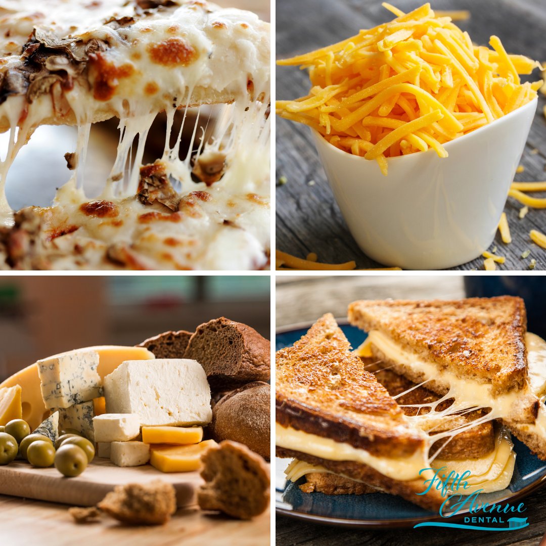 Today is #NationalCheeseLoversDay! 🧀💛

Cheese is high in calcium, which promotes strong teeth. It also contains a protein called casein which strengthens tooth enamel and helps to prevent cavities. Cheese also helps prevent acid from destroying tooth enamel.

Cheese anyone? 🧀