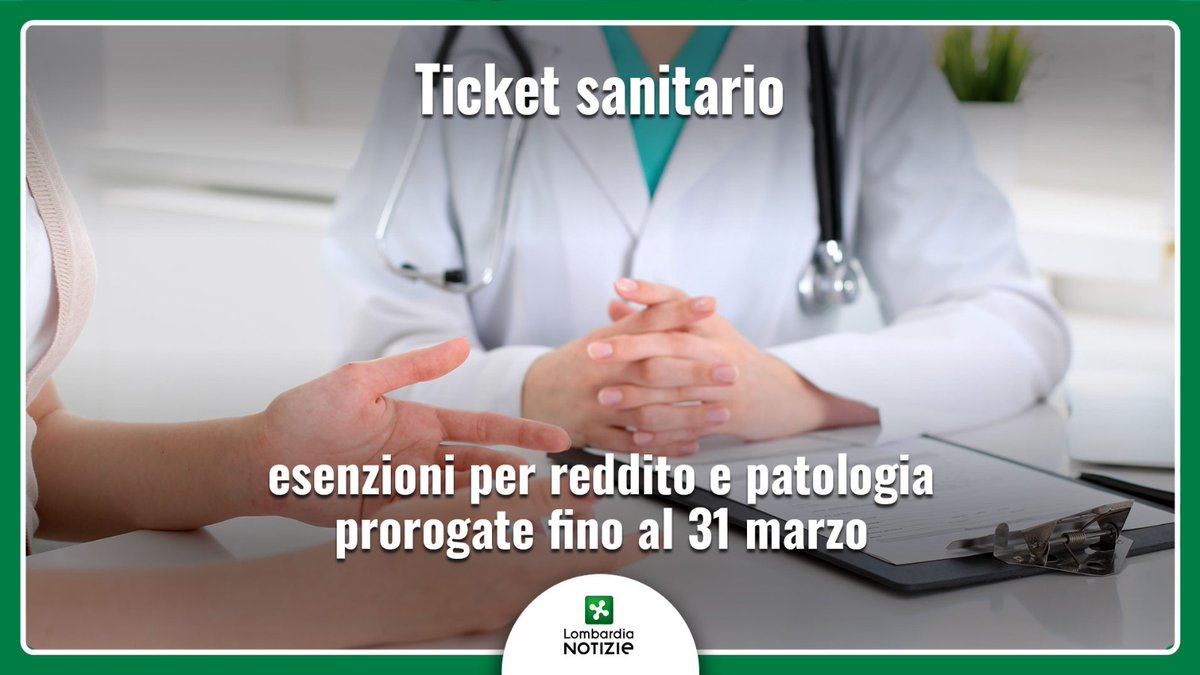 RegLombardia's tweet photo. #LNews
#zeroticket fino al 31 marzo: prorogata la validità dell'autocertificazione per le esenzioni in base al reddito e alla patologia
👉https://t.co/8Dka7IRtwq
#esenzione #sanità https://t.co/QGmJjAPj5l