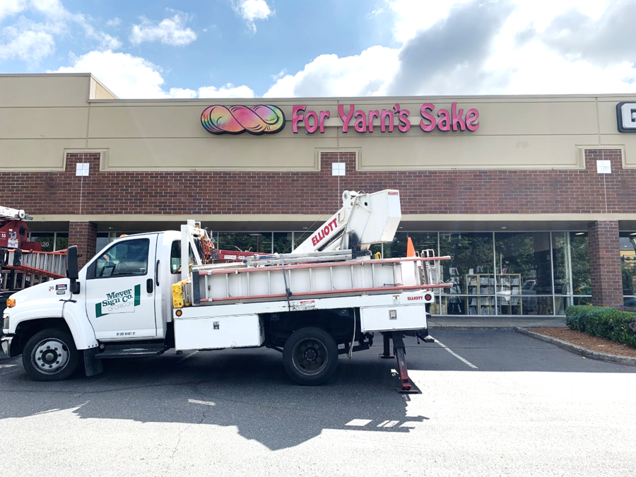 meyersignco's tweet photo. – For Yarn’s Sake Review (Google) August 2020

“Overall, very pleased with the work of Meyer Sign Co. They were responsive with timely removal of the sign at previous store location, made excellent suggestions to improve the design of our new sign, and installed it on schedule.” https://t.co/Z1CIxo2ak9