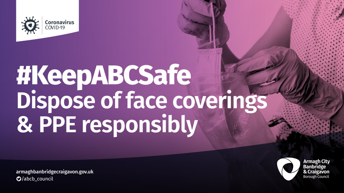 abcb_council's tweet photo. Please #KeepABCSafe, dispose of face coverings and & PPE responsibly.
✔️Use your general waste/public bins
❌Do NOT dispose in your recycling bin.
#KeepABCSafe
#StopTheSpread
#SaveLives https://t.co/YpKFh80YJ3
