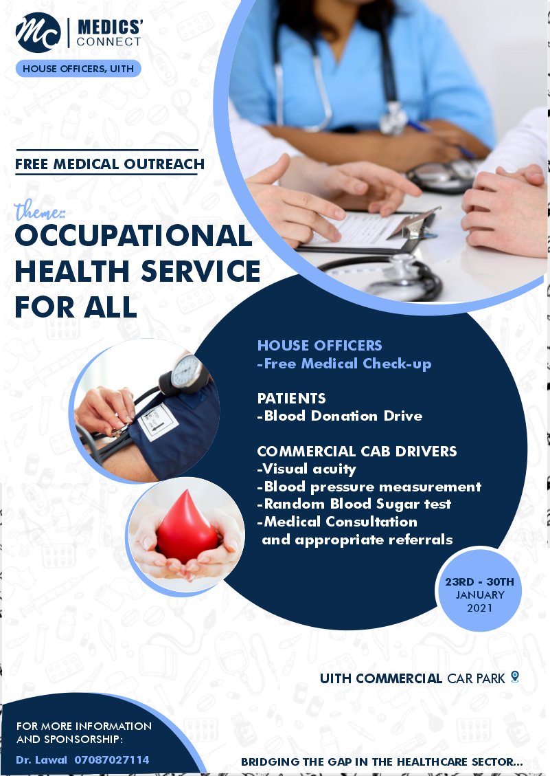 Wahab_frosh's tweet photo. Giving back to the community in our own little ways. #MedicsConnect. #UITH. #HouseOfficers. #Medics.
In an attempt to give back to the community, the MedicsConnect, would be putting together a medical outreach at the university Of Ilorin teaching hospital... https://t.co/vCrKungjZd