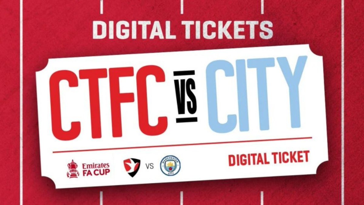 mirashowers's tweet photo. This Saturday @CTFCofficial takes on @ManCity in the 4th round. A dream draw at an unbelievable time, we want to show our support and get behind our club.

> Buy your digital ticket here https://t.co/2augshFVgG
> Retweet
> Win - 1st place and runner up prizes details in comments https://t.co/EEMwG3lytr