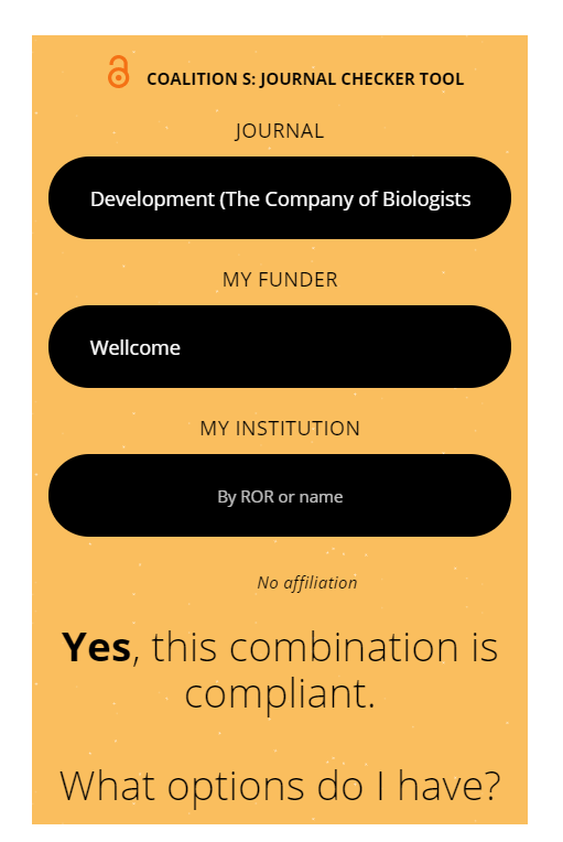 hjhope's tweet photo. Just released: embeddable widget for @cOAlitionS_OA Journal Checker Tool. Looking to support researchers in verifying #Plan_S compliance? Now you can run the tool from your website with option to prepopulate fields. Guidance and example: 
https://t.co/NuVYwlkLmJ https://t.co/6BSusEdV65