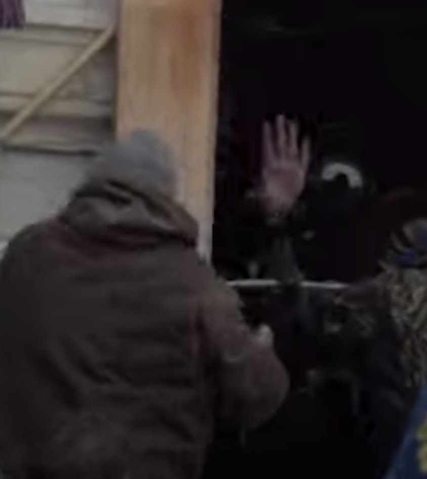 ukrmed's tweet photo. At 1.17.00 you can hear a plaintive wail echoing out of the tunnel, which can probably be assumed to be the voice of none other than #FlagMask. At about 1.17.16 #GrayHat makes a grab, misses the first time but #FlagMask reaches out and they connect. However #GrayHat is pissed! https://t.co/5mpmjwW038