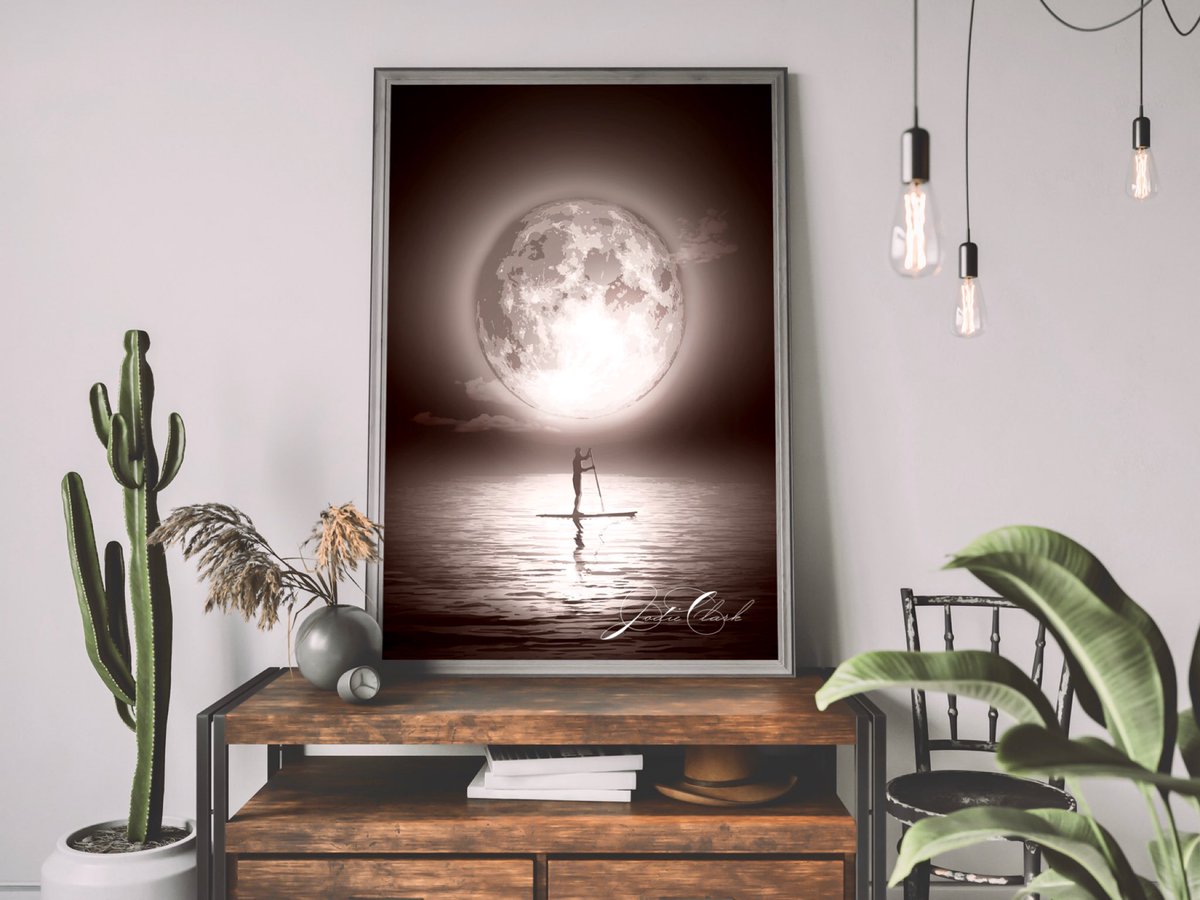 New print ! #paddleboarder #paddleboarding #moonlight #moon #reflection #ocean #norfolk #norfolkcoast #suffolkcoast #cornwallcoast #devoncoast #watersports #blackandwhite #wallart #illustratornorfolk #norfolkart #norwich #smallbusiness #norfolksport #norfolklife #norfolksurfing
