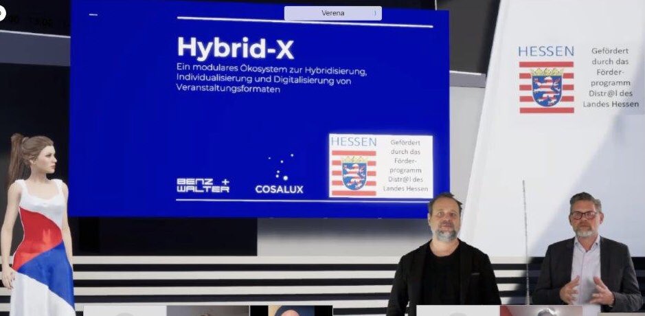 DigitalesHessen's tweet photo. #Förderprogramm #Distral - 293.941€ Fördermittel für Projekt Hybrid-X der Benz+Walter GmbH u. @cosalux – Digitalministerin @ksinemus übergibt virtuell Förderbescheid. Hybrid-X ermöglicht Integration digitaler Elemente in physische Veranstaltungskonzepte. https://t.co/VqHl3fU5XM https://t.co/bb3J7NNnWR