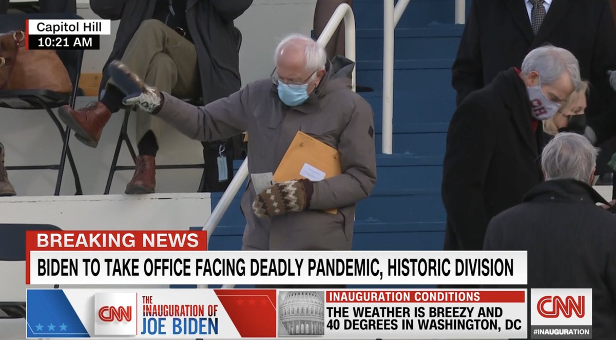 Kozza's tweet image. Bernie with zero sartorial consideration. Just full Vermont grandfather